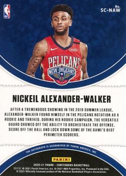 2020-21 Panini Contenders - Sophomore Contenders Autographs #SC-NAW Nickeil Alexander-Walker Back