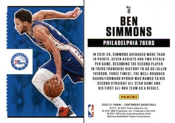 2020-21 Panini Contenders - Suite Shots #8 Ben Simmons Back
