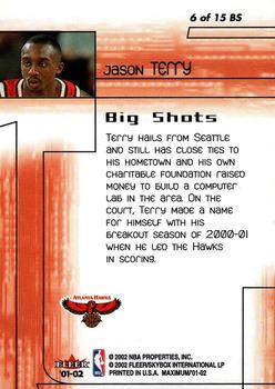 2001-02 Fleer Maximum - Big Shots #6 BS Jason Terry Back