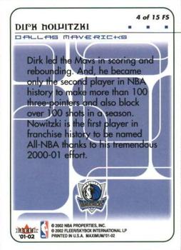2001-02 Fleer Maximum - Floor Score #4 FS Dirk Nowitzki Back