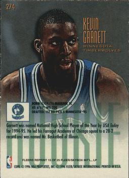 2001-02 Fleer Platinum - 15th Anniversary Reprints #15 Kevin Garnett Back