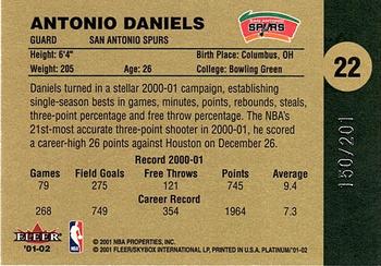 2001-02 Fleer Platinum - Anniversary Edition #22 Antonio Daniels Back