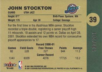 2001-02 Fleer Platinum - Anniversary Edition #39 John Stockton Back
