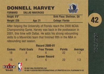 2001-02 Fleer Platinum - Anniversary Edition #42 Donnell Harvey Back