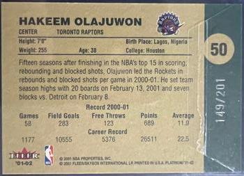2001-02 Fleer Platinum - Anniversary Edition #50 Hakeem Olajuwon Back