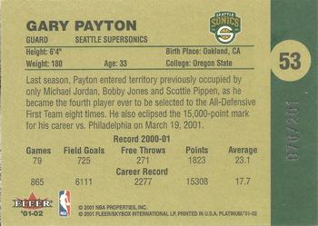 2001-02 Fleer Platinum - Anniversary Edition #53 Gary Payton Back
