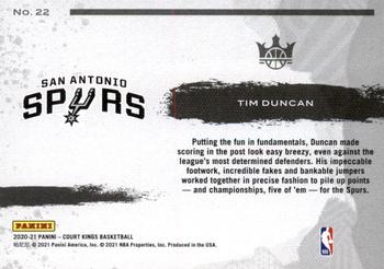 2020-21 Panini Court Kings - Points in the Paint #22 Tim Duncan Back