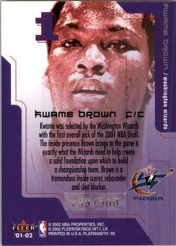 2001-02 Fleer Platinum - Lucky 13 #1 Kwame Brown Back