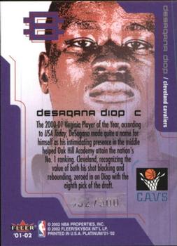 2001-02 Fleer Platinum - Lucky 13 #8 DeSagana Diop Back