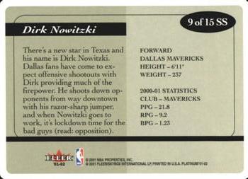 2001-02 Fleer Platinum - Stadium Standouts #9 SS Dirk Nowitzki Back
