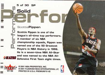 2001-02 Fleer Premium - Solid Performers #5 SP Scottie Pippen Back