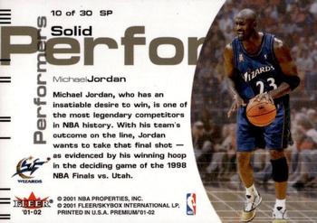 2001-02 Fleer Premium - Solid Performers #10 SP Michael Jordan Back