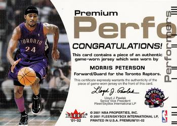 2001-02 Fleer Premium - Premium Performers #NNO Morris Peterson Back