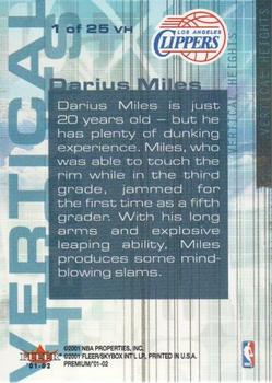 2001-02 Fleer Premium - Vertical Heights #1 VH Darius Miles Back