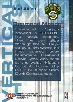 2001-02 Fleer Premium - Vertical Heights #5 VH Desmond Mason Back