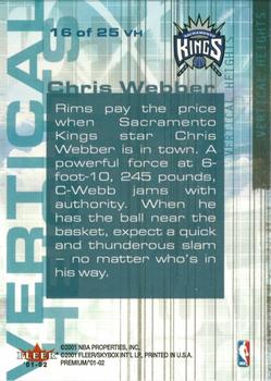 2001-02 Fleer Premium - Vertical Heights #16 VH Chris Webber Back