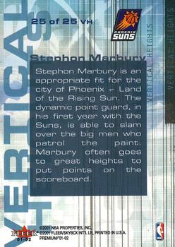 2001-02 Fleer Premium - Vertical Heights #25 VH Stephon Marbury Back