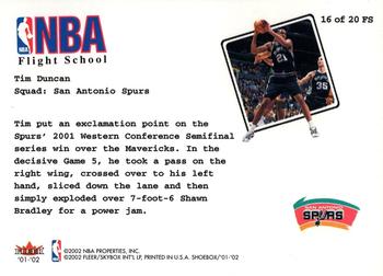 2001-02 Fleer Shoebox - NBA Flight School #16 FS Tim Duncan Back
