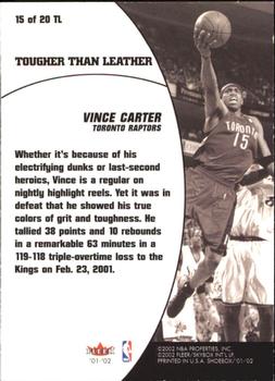 2001-02 Fleer Shoebox - Tougher Than Leather #15 TL Vince Carter Back