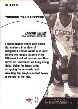 2001-02 Fleer Shoebox - Tougher Than Leather #20 TL Lamar Odom Back