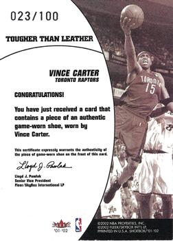 2001-02 Fleer Shoebox - Tougher Than Leather Shoes #NNO Vince Carter Back