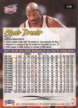 1997-98 Ultra #119 Clyde Drexler Back