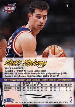 1997-98 Ultra #15 Matt Maloney Back