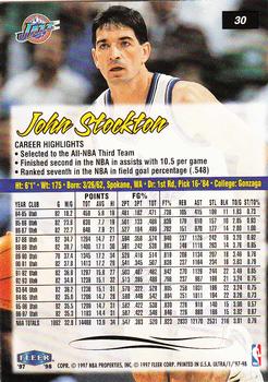 1997-98 Ultra #30 John Stockton Back