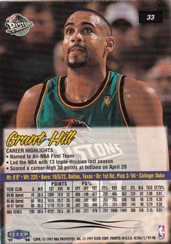 1997-98 Ultra #33 Grant Hill Back