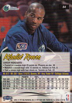 1997-98 Ultra #54 Khalid Reeves Back