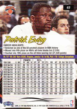 1997-98 Ultra #63 Patrick Ewing Back