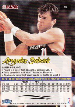 1997-98 Ultra #93 Arvydas Sabonis Back