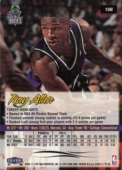 1997-98 Ultra #106 Ray Allen Back