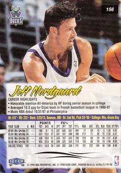 1997-98 Ultra #156 Jeff Nordgaard Back