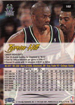 1997-98 Ultra #160 Tyrone Hill Back