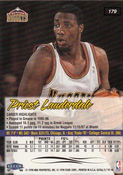 1997-98 Ultra #179 Priest Lauderdale Back