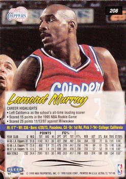 1997-98 Ultra #208 Lamond Murray Back