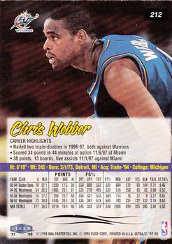 1997-98 Ultra #212 Chris Webber Back