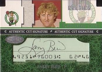 2001-02 Hoops Hot Prospects - Certified Cuts #CCLB Larry Bird Front