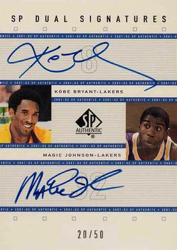 2001-02 SP Authentic - SP Dual Signatures #KB/MG Kobe Bryant / Magic Johnson Front