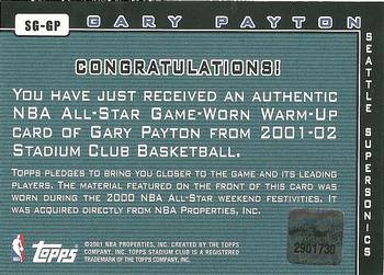 2001-02 Stadium Club - Stroke of Genius #SG-GP Gary Payton Back