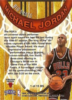 1997-98 Ultra - Big Shots #1 BS Michael Jordan Back