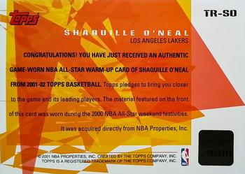 2001-02 Topps - All-Star Remnants #TR-SO Shaquille O'Neal Back