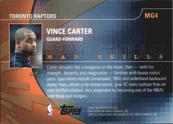 2001-02 Topps - Mad Game #MG4 Vince Carter Back