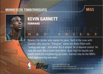 2001-02 Topps - Mad Game #MG5 Kevin Garnett Back