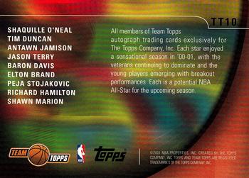 2001-02 Topps - Team Topps #TT10 Team Shot Back