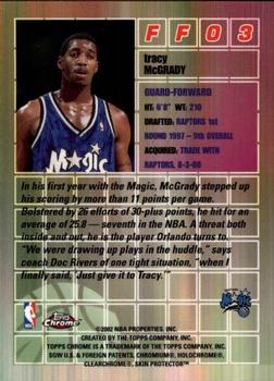 2001-02 Topps Chrome - Fast and Furious #FF03 Tracy McGrady Back