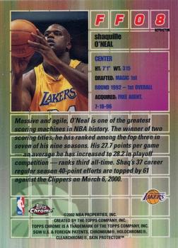 2001-02 Topps Chrome - Fast and Furious Refractors #FF08 Shaquille O'Neal Back