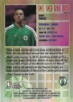 2001-02 Topps Chrome - Fast and Furious Refractors #FF10 Paul Pierce Back