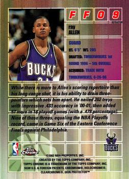 2001-02 Topps Chrome - Fast and Furious Refractors #FF09 Ray Allen Back